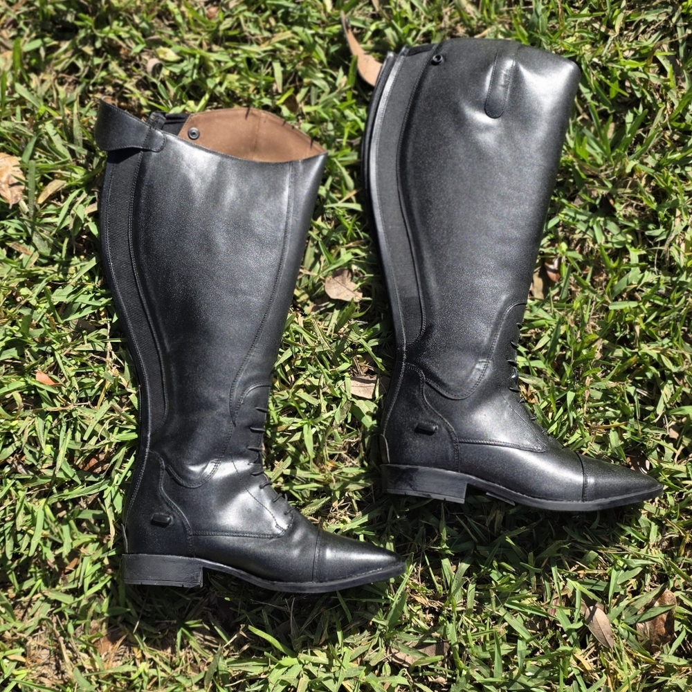 Field Boots W 8.5 17" EXTRA WIDE CALF Black The Wide Boot Company New In Box